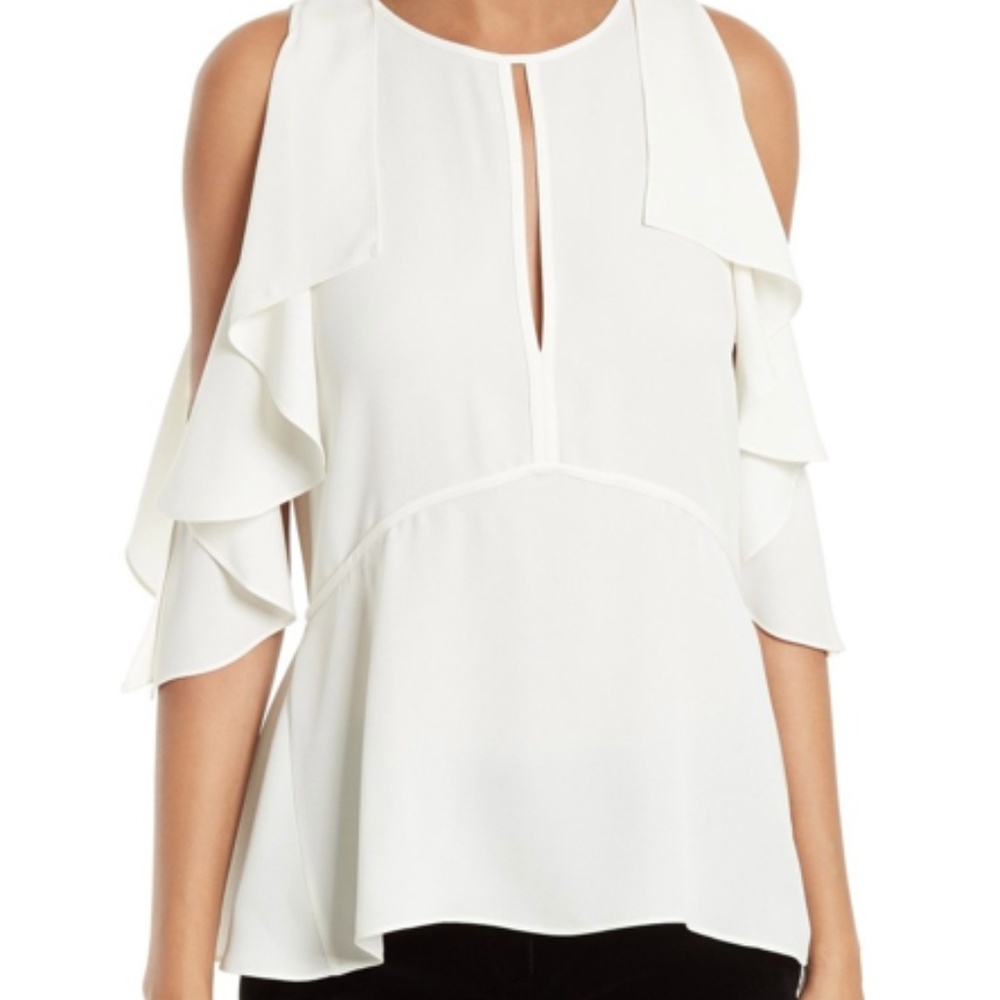 NWT Theory DESIRAYA Cold Shoulder Blouse P